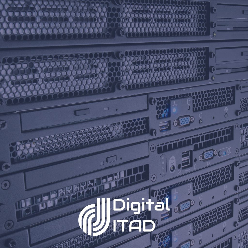 A stack of rack-mounted servers.