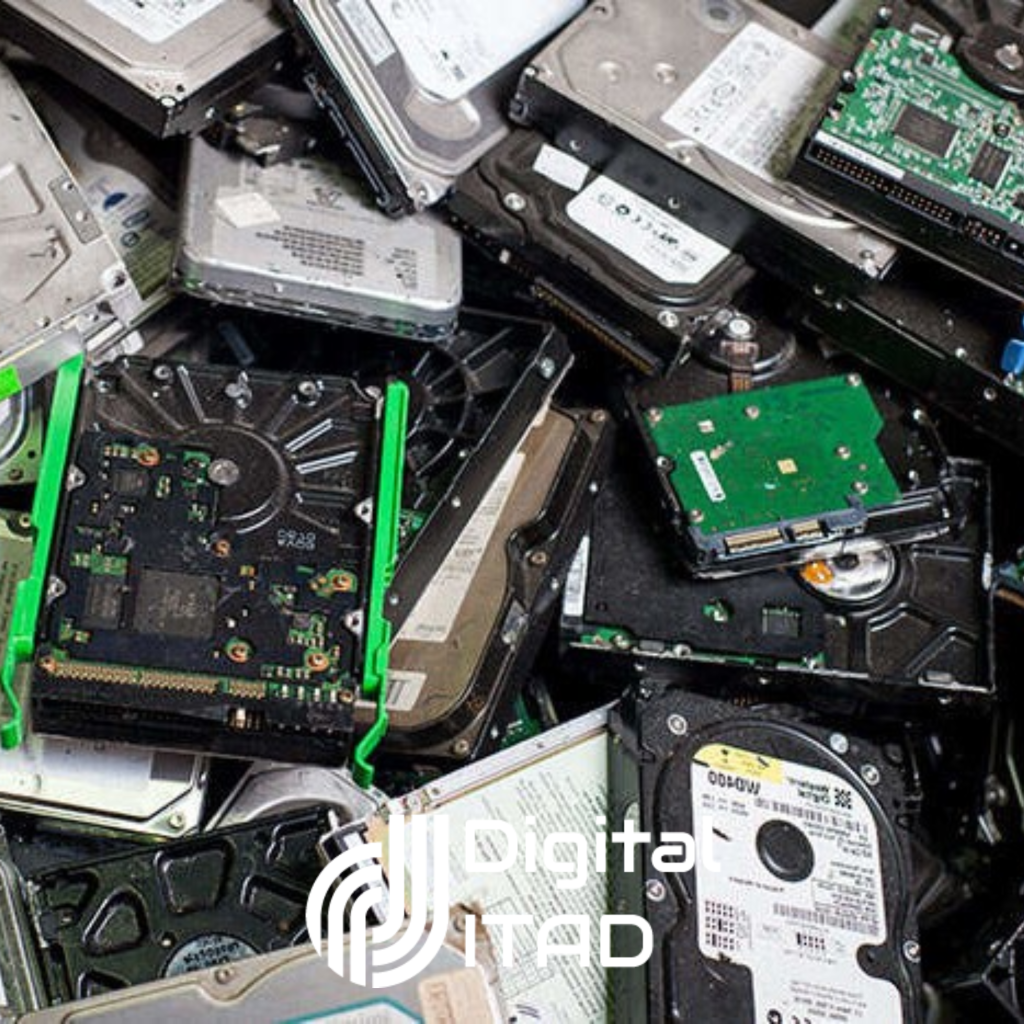 A pile of old IDE hard disk drives